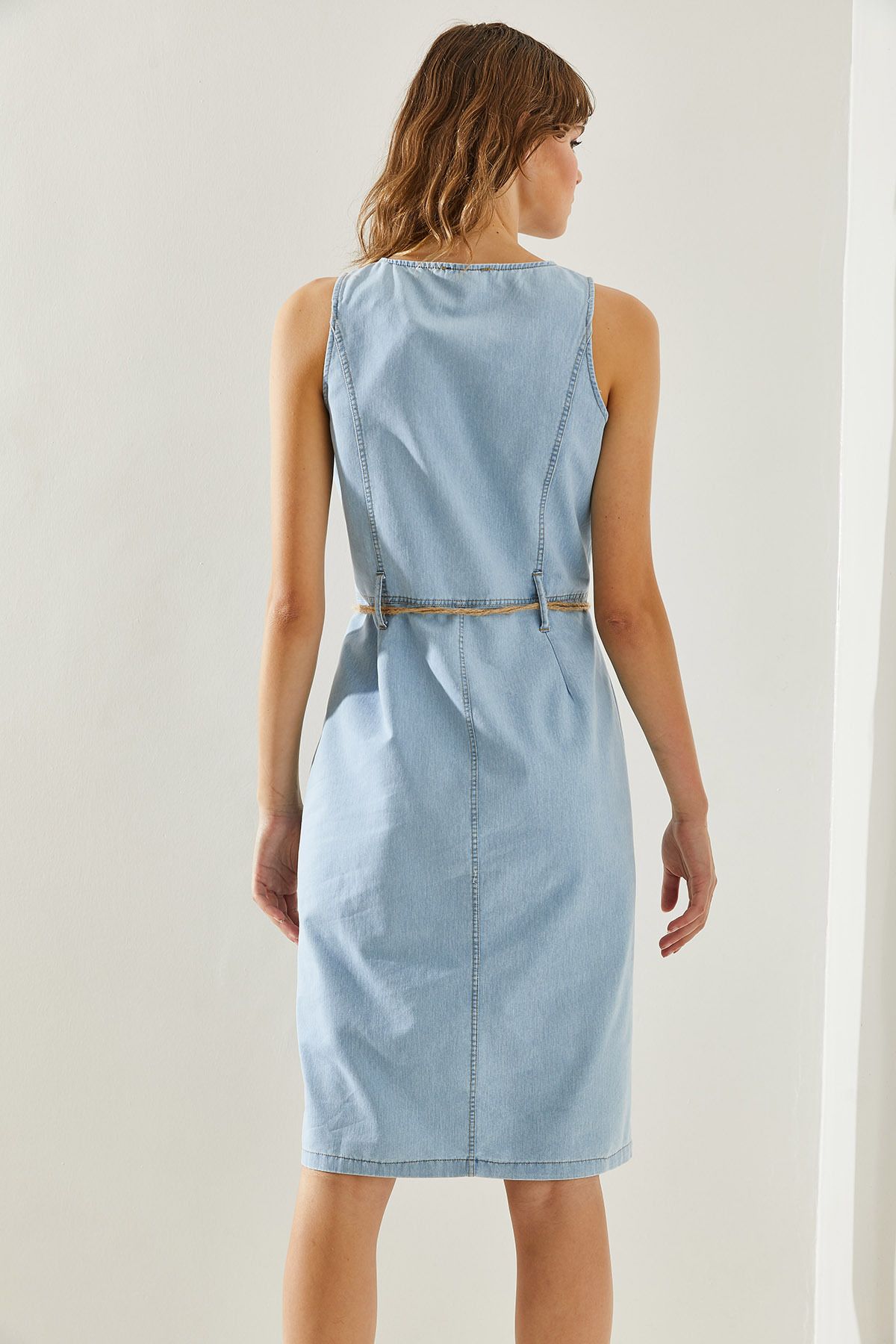 Bianco Lucci-Rochie de damă din denim subțire cu decolteu în V - 60251264 6