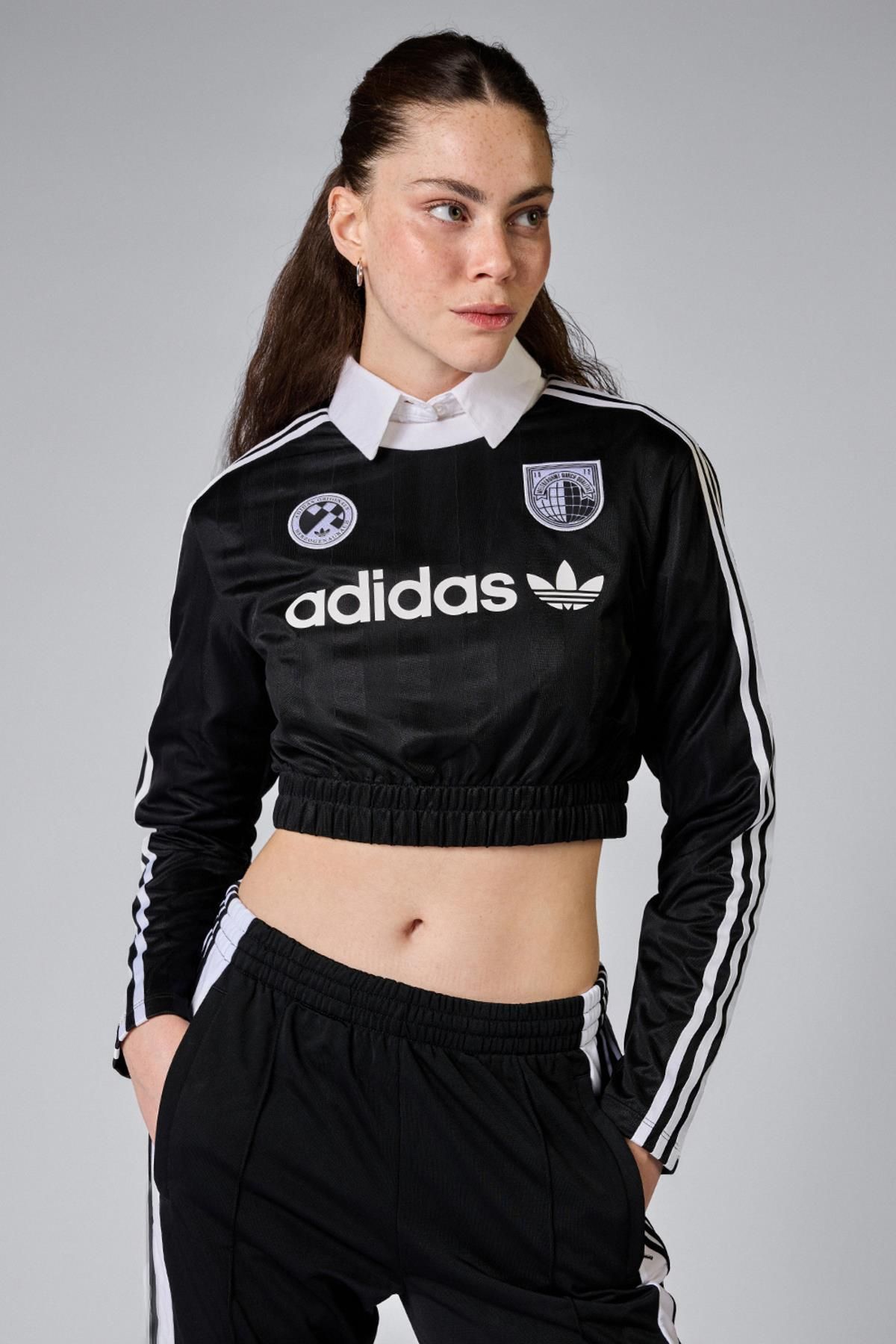adidas Black Crop T Shirt Long Sleeve Women Trendyol