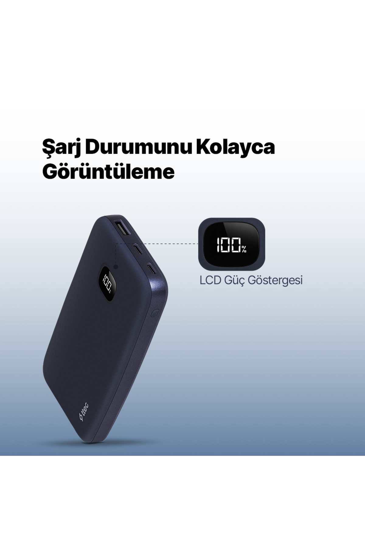 ChargeUp Pro LCD 10.000mAh PD 20W Taşınabilir Hızlı Şarj Aleti / Powerbank 6