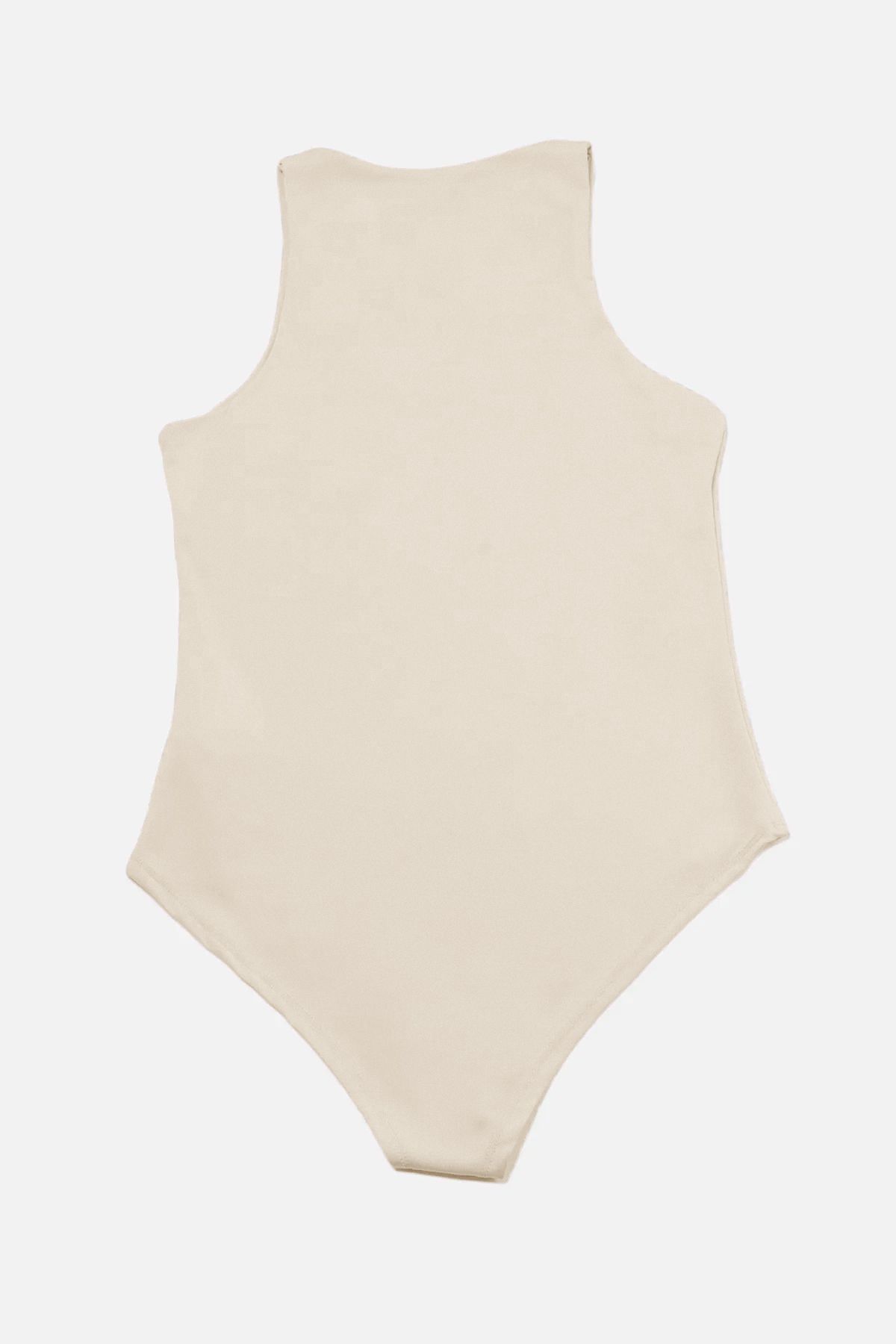 Trendyol Collection-Neckholder-Body mit flexiblem Druckknopf-Strick-Body in Stein TWOSS20BD0044 9