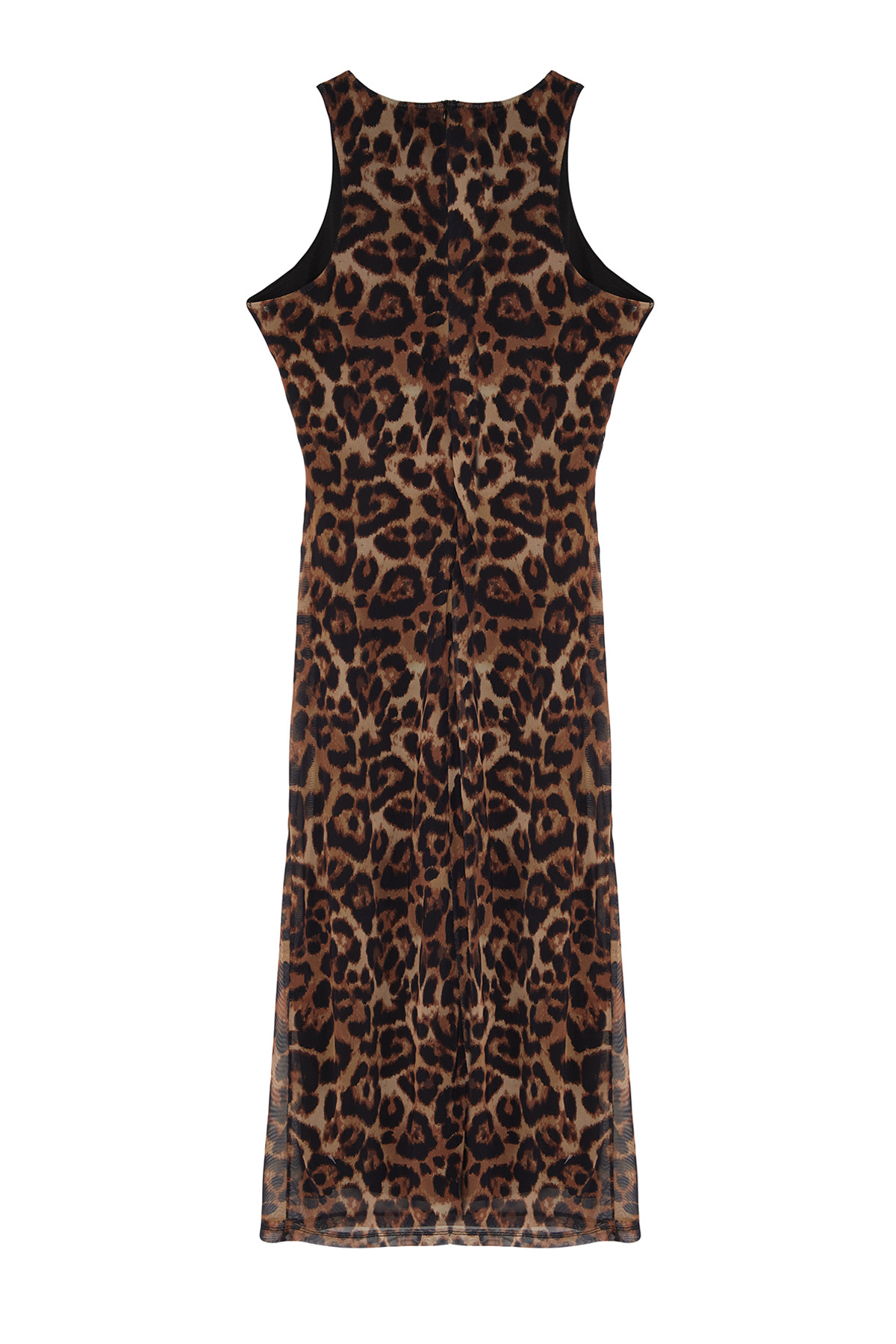 Trendyolmilla  Kahverengi Çok Renkli Hayvan Desenli Leopar Örme Tül Şık Abiye Elbise TPRSS24EL00202 - Görsel 12