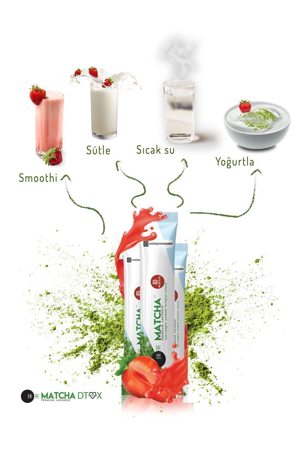 Bilge İlaç Matcha Premium Japanese-Premium Japanese Strawberry Flavored Detox Spade Tea - 1 Box 2