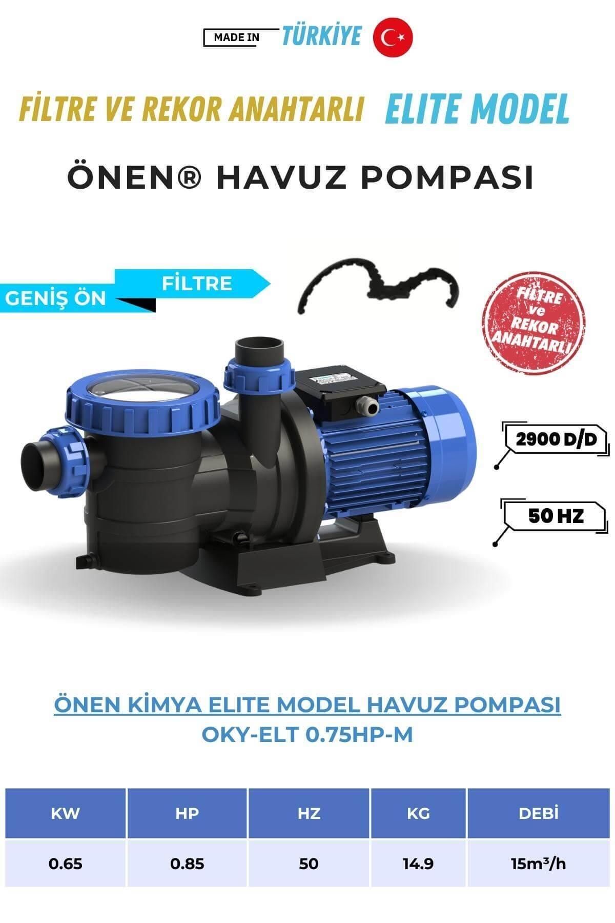 0.75 Hp Monofaze Filtre Ve Rekor Anahtarlı Elite Model Havuz Pompası