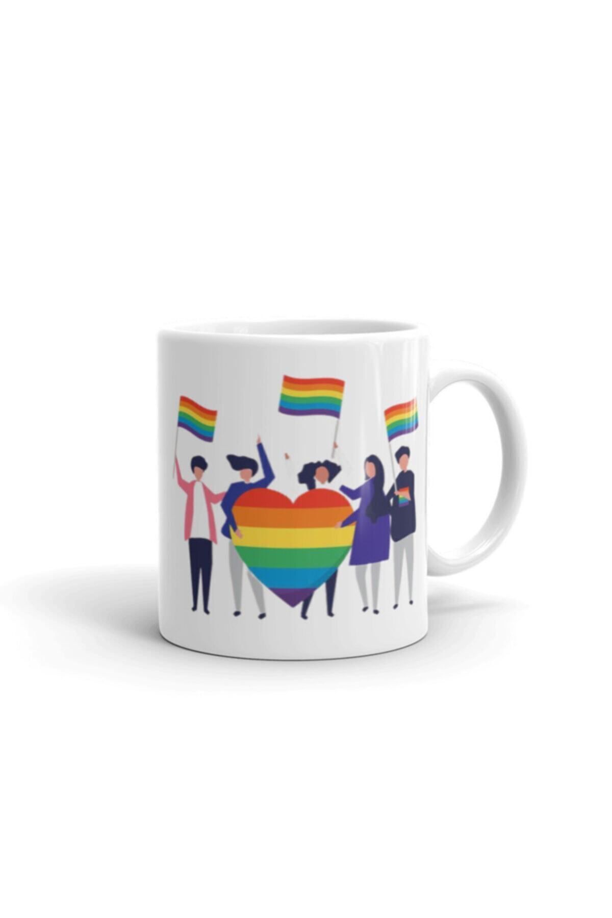 White Love Is Love Rainbow Heart Mug