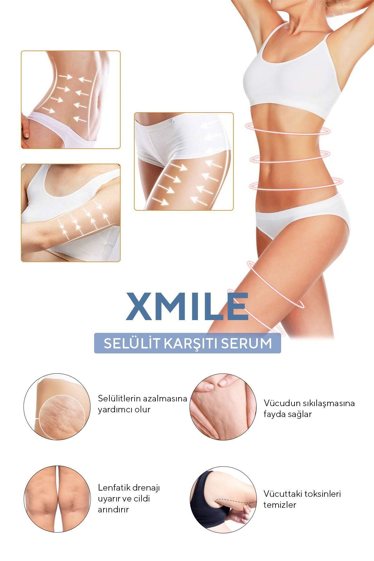 سرم ضد سلولیت - سرم سفت کننده بدن موثر در برابر کشیدگی و افتادگی - 30 میلی لیتر Xmile