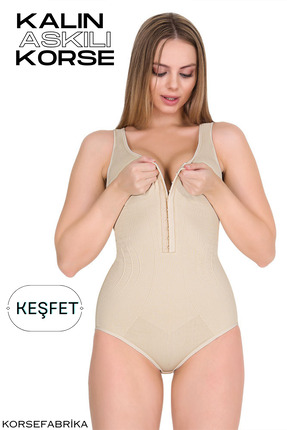 KORSEFABRİKA KALIN ASKILI ZIBINLI ZAYIFLATAN-TOPARLAYICI TAM BADI KADIN KORSE
