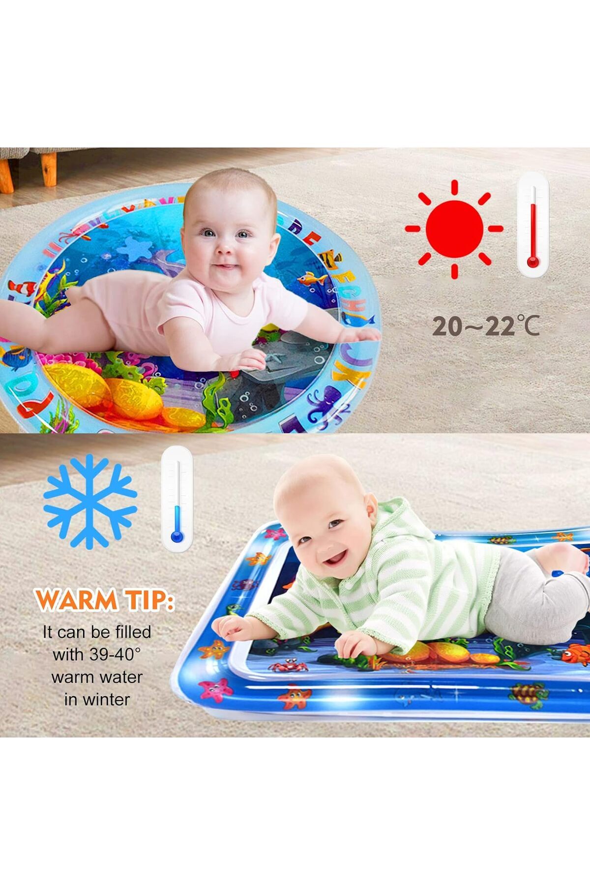 Yellowtech Oval Bebek Oyuncak Hediye Aktivite Oyun Mat Şişme Duyusal Oyun Su Matı 60cm fotoğrafı 5 (önizleme)