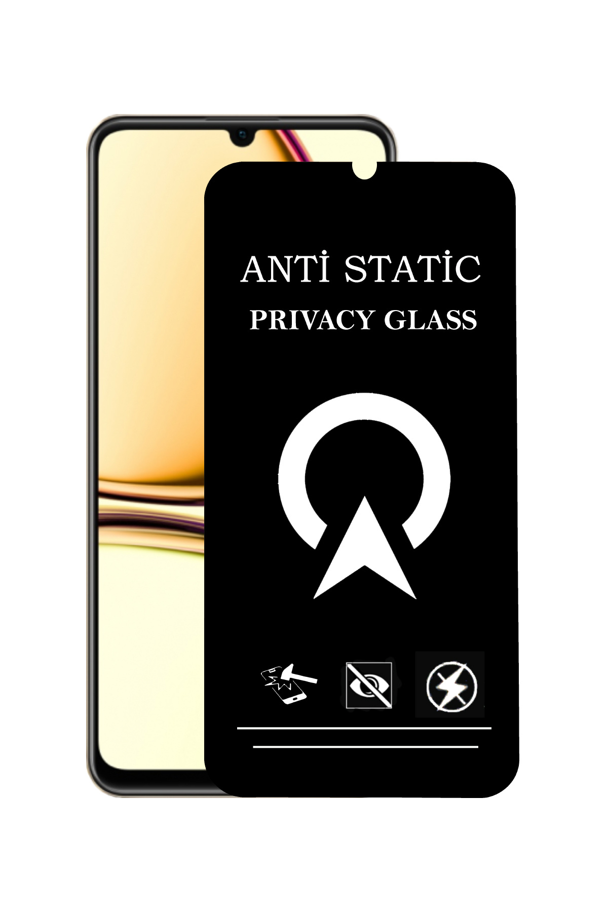 Realme C53 Tam Kaplayan Anti Statik Görünmez Safir Ekran Koruyucu Hayalet Cam