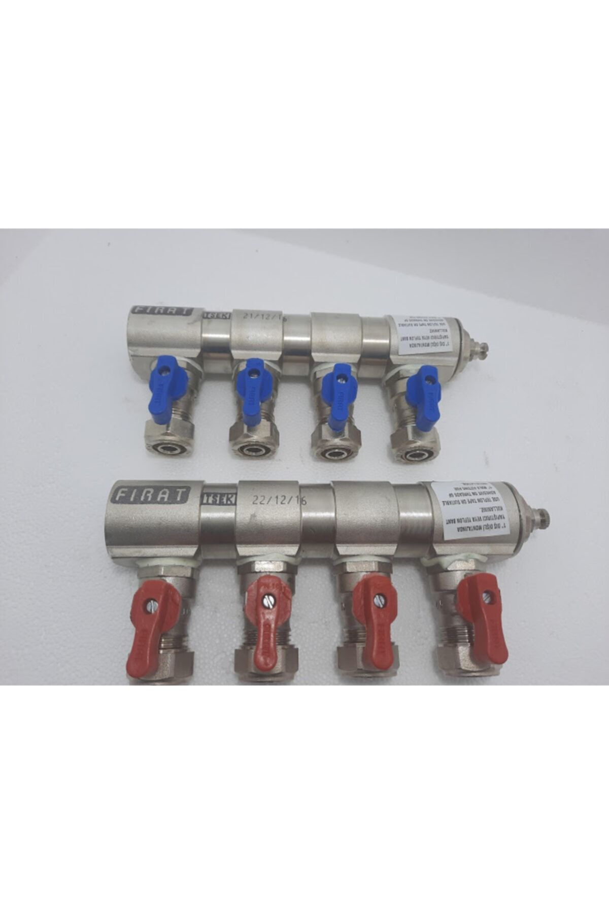 4 Outlet Collector Set with 1"mini Ball Valve Blue Red
