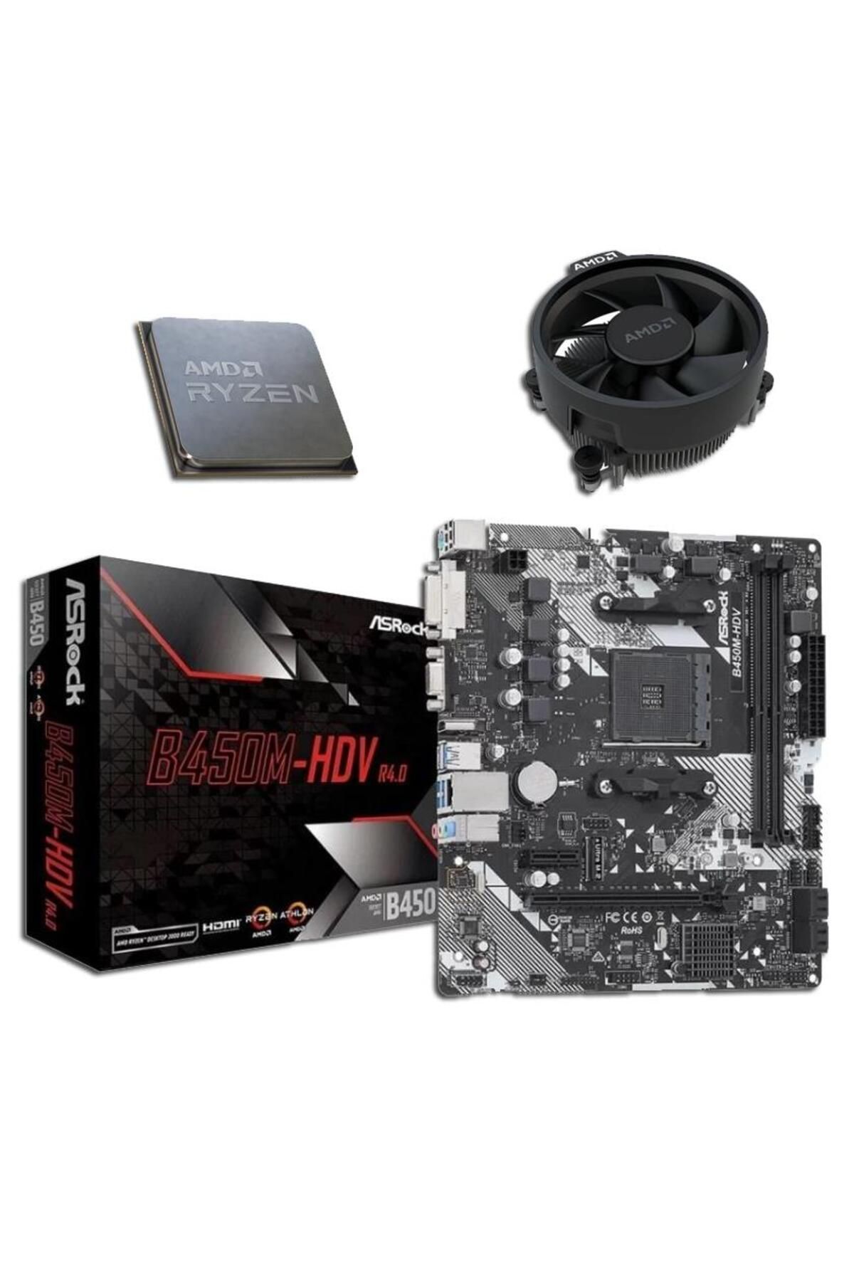 ASROCK B450m hdv R4.0 DDR4 SATA3 M2 PCIe Nvme HDMI DVI PCIe 16x V3.0 AM4 Matx Amd Ryzen 5 3600 A Motherboard Trendyol