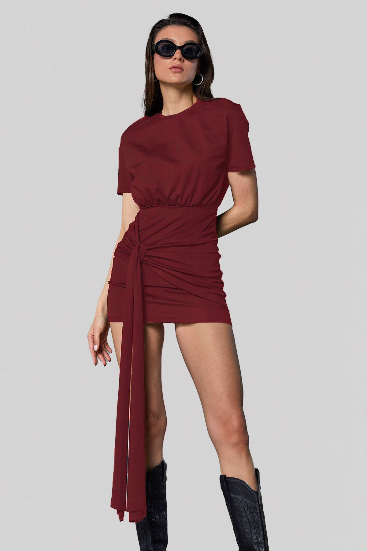 boutiquen 4002 Düğümlü Kısa Kollu Elbise