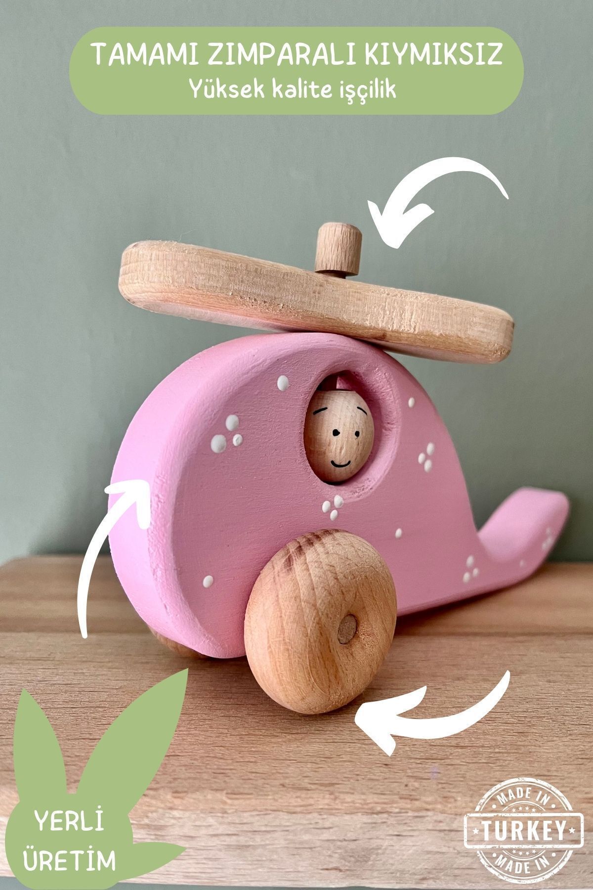 DORU Doğal Organik Ahşap Montessori Oyuncak Helikopter Bebek Çocuk Odası Dekor Hediye Fotoğraf Çekim fotoğrafı 4 (önizleme)
