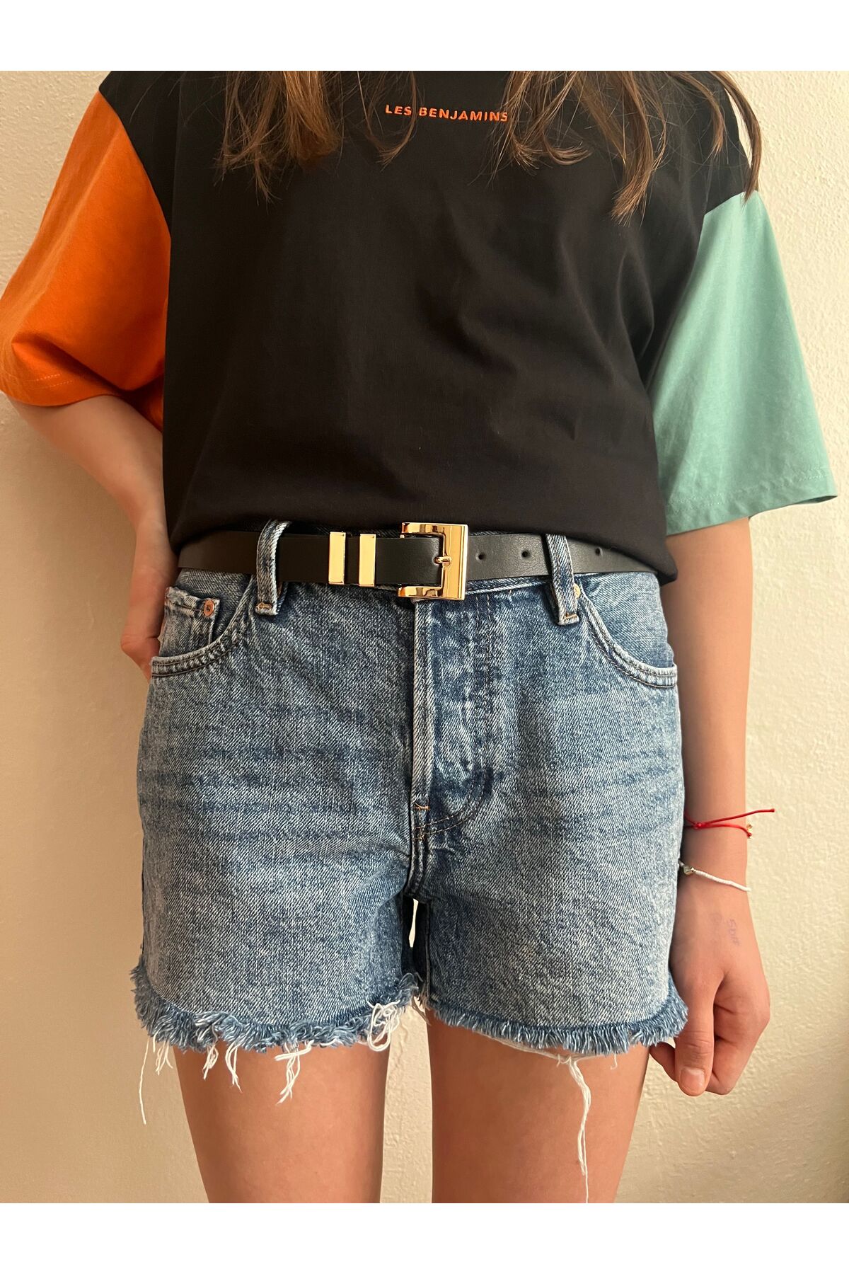 Eksibir Çift köprülü siyah  kemeri pantolon kemeri