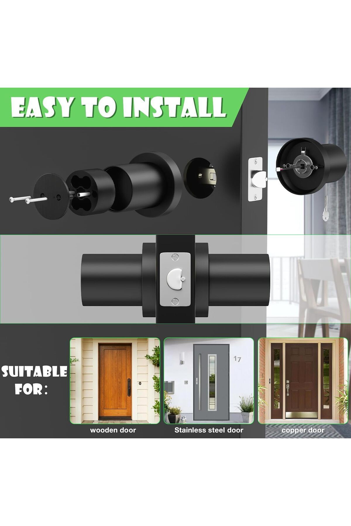 QuickStoq-Fıtnate Smart Lock, Fingerprint Door Handle, App Controlled, Fingerprint Lock, Password Lock 8