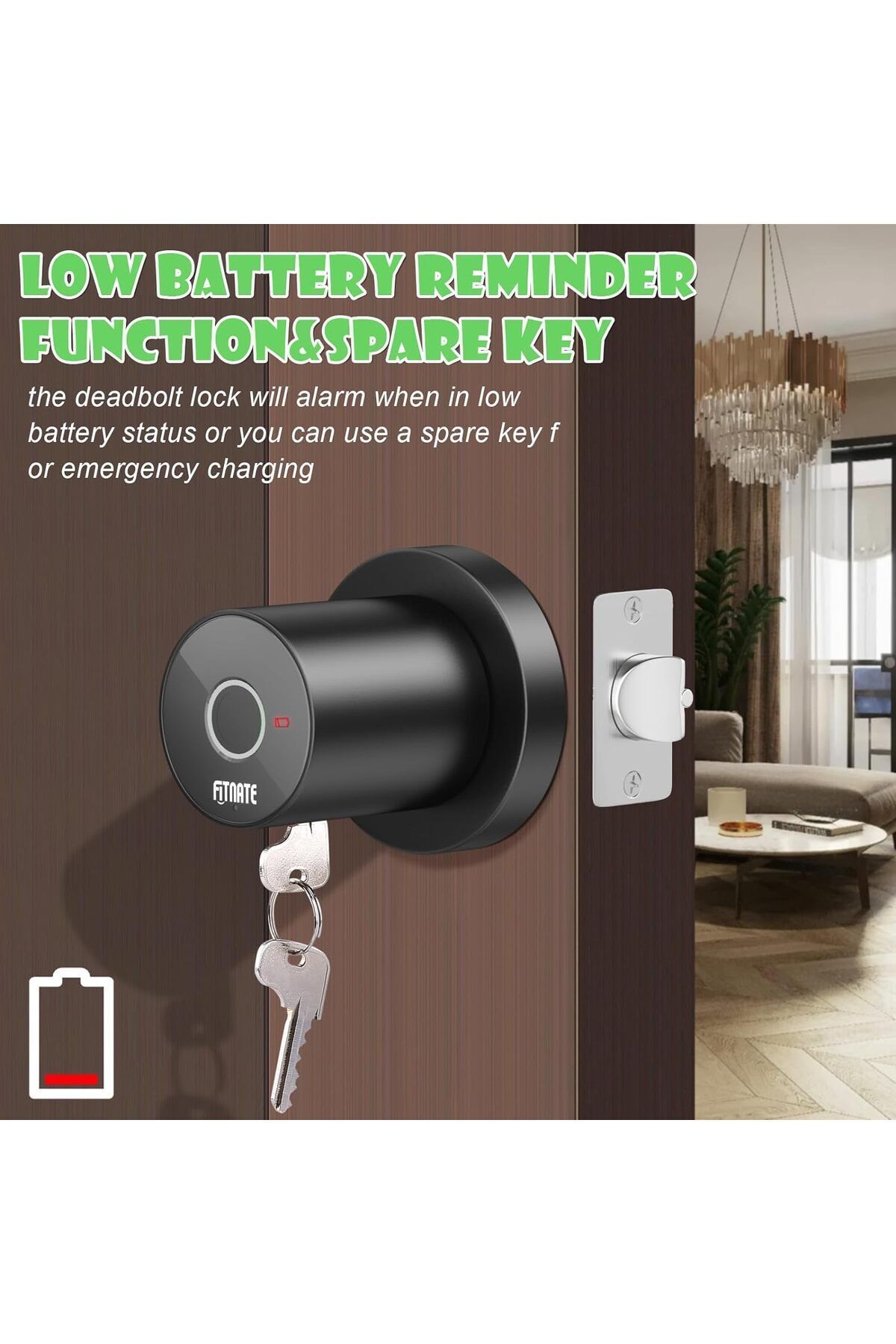 QuickStoq-Fıtnate Smart Lock, Fingerprint Door Handle, App Controlled, Fingerprint Lock, Password Lock 4