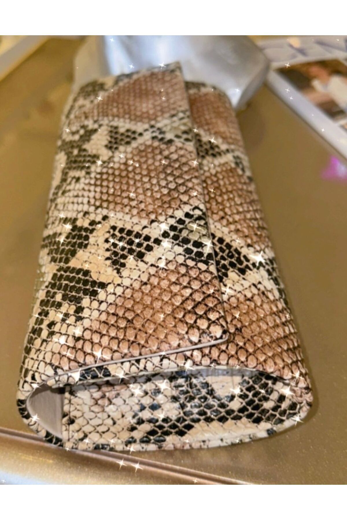 Kroko desen zincir omuz askılı portföy çanta