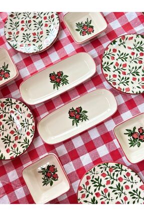 CERATALE Handmade 10 Parça Lüx 4 Kişilik Nar Kahvaltı Seti Pomegranate - Lüx ...