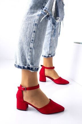 Bilekten Bağlamalı Bayan Topuklu Ayakkabı-s. Kırmızı B691