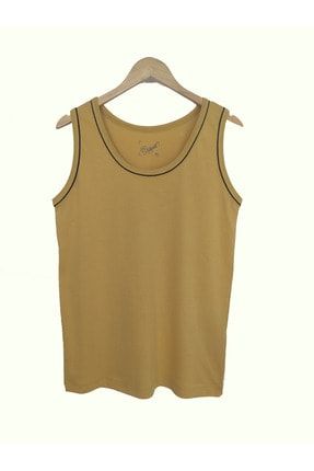 Erkek Basic Askılı Biyeli Sarı T-shirt % 100 Pamuk RFTS296