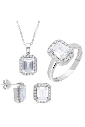 Kadın Starlight Diamond Montür Baget Taşlı Gümüş 3'lü Takı Seti PGD0000071070