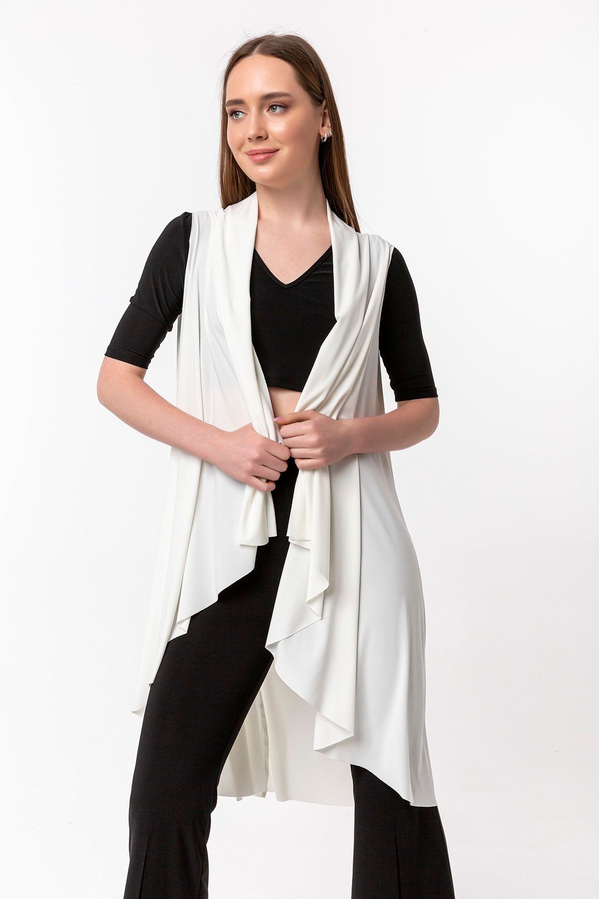 Laranor-Women's Ecru Casual Vest 19L6559 3