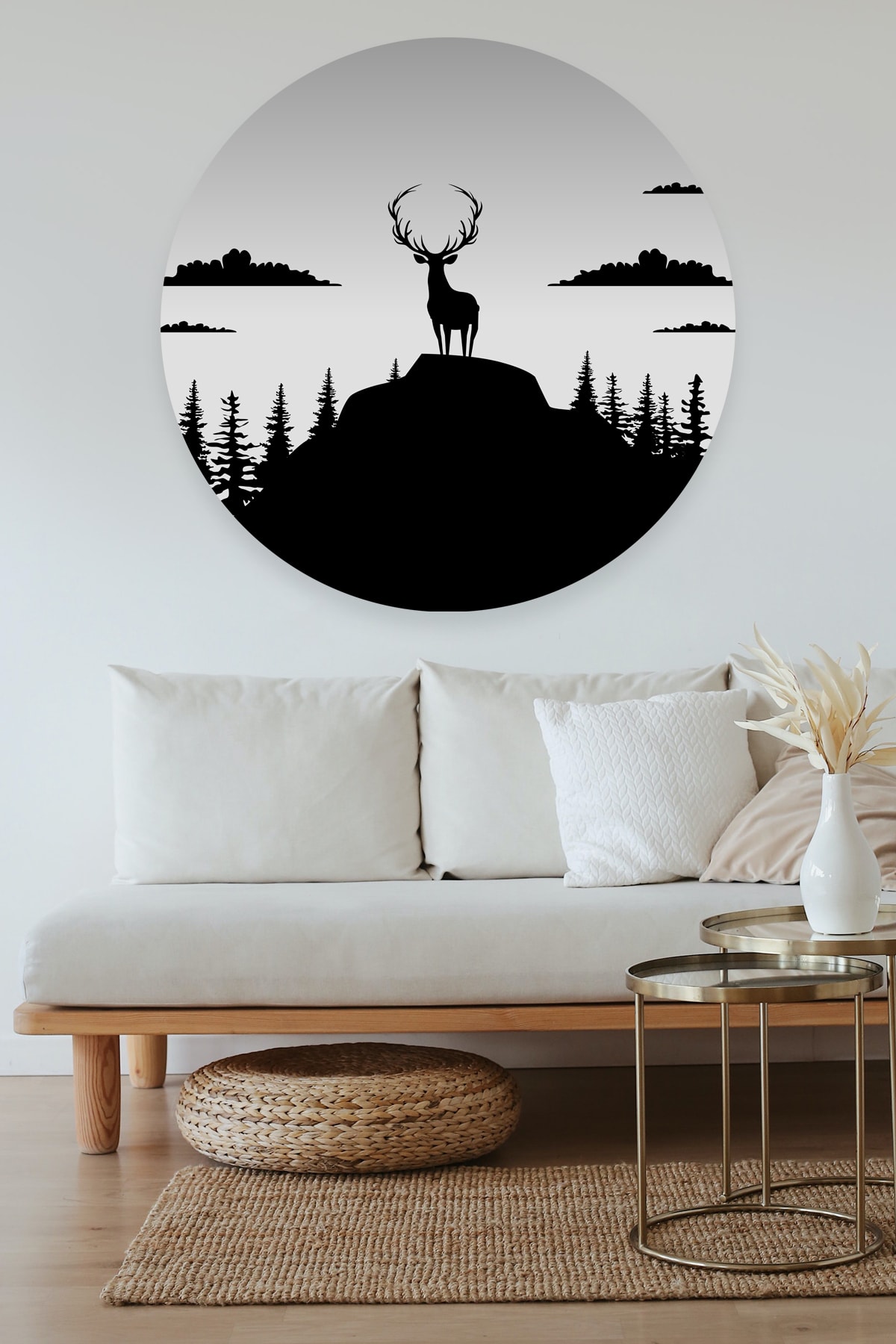 Manzara Resimli Sticker Gri 80x80 cm