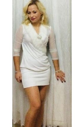 Beyaz Tüylü Elbise 012