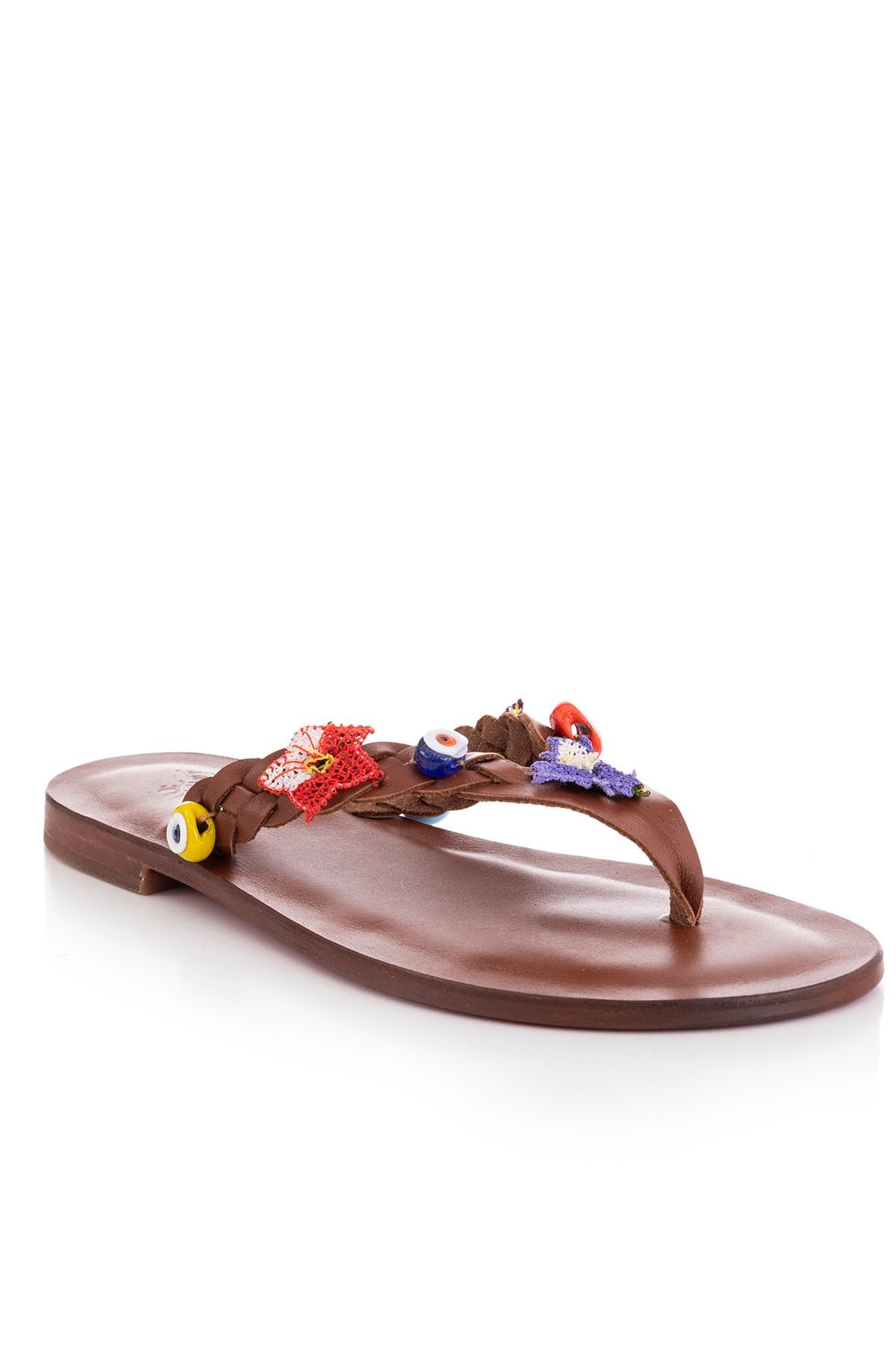دمپایی چند رنگ زنانه پایه دست ساز چرمی Taba Bodrum Slipper Base 2020 DaphneSandals