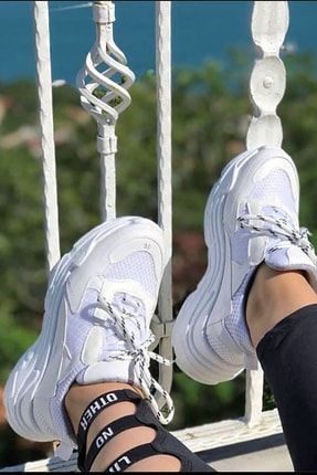 Beyaz Triples Kalın Taban Sneakers Ayakkabı nvly-1004