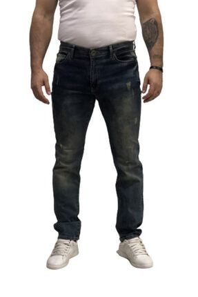 Yırtık Eskitme Detaylı Fermuarlı Regular Kesim Uzun Boy Modern Erkek Jeans Kot Pantolon DRKZRB1000000