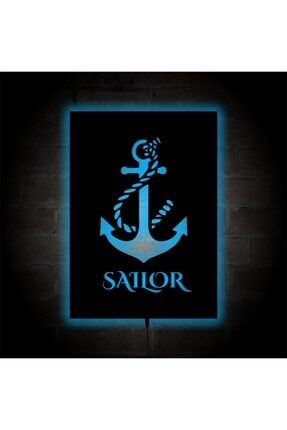Sailor Denizci Çapası Led Işıklı Tablo Ahşap Duvar Dekoru lcttbl004