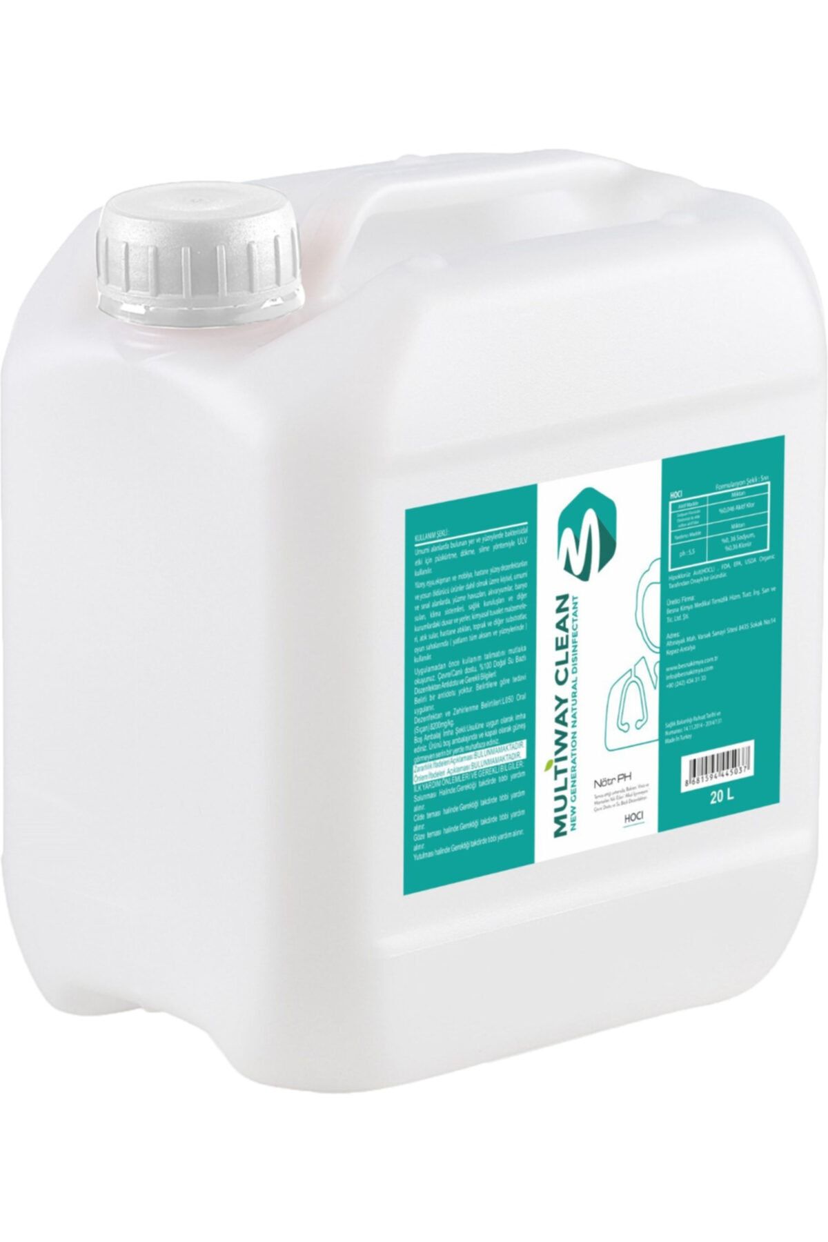 Multiway Clean Ürün Tip 2 Klinik Yer-yüzey Dezenfektanı (TURKUAZ)20l