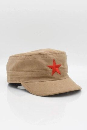 Erkek Castro Şapka Yıldız Nakışlı Kep-camel KLH6874