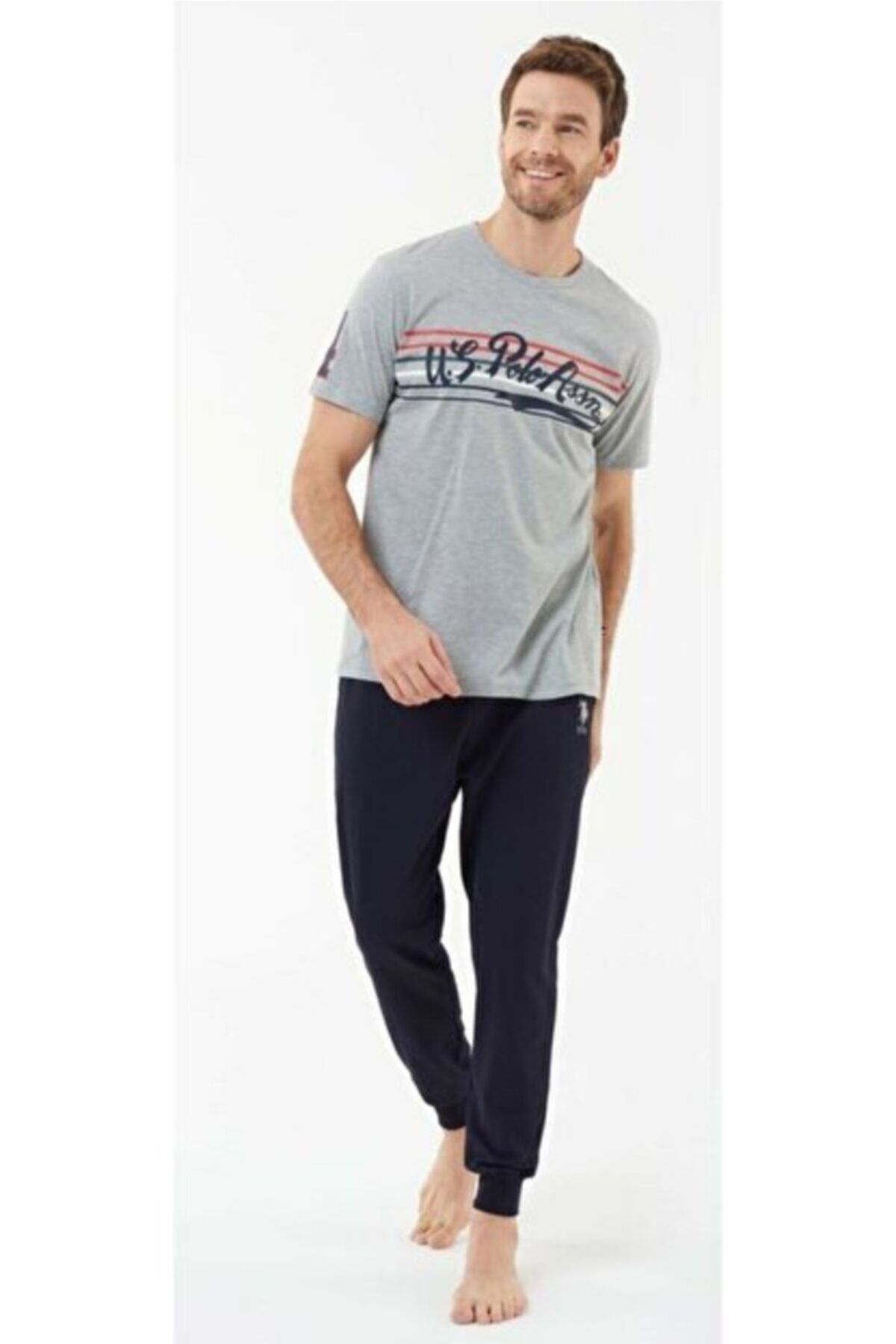 ست پیژامه خاکستری مردانه لباس خواب 18419 U.S. Polo Assn.