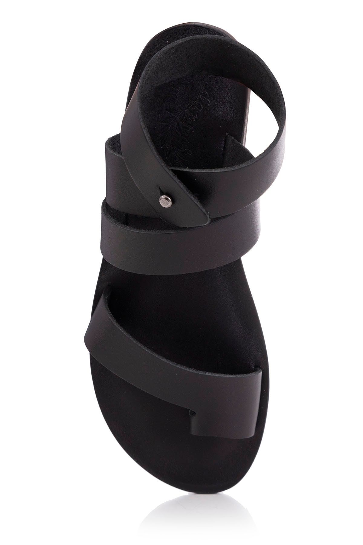 صندل سیاه زنانه های چرمی واقعی دست ساز K2049 DaphneSandals