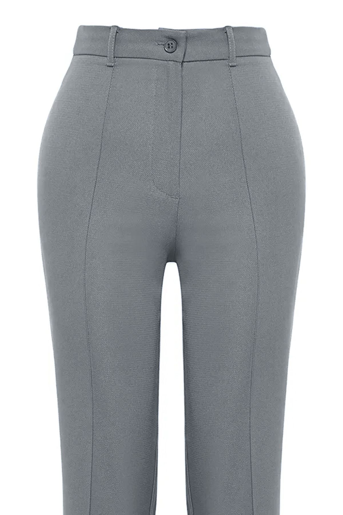 Trendyol Collection-Graue, gerade geschnittene, gerippte, genähte Webhose mit hoher Taille TWOSS21PL0093 18