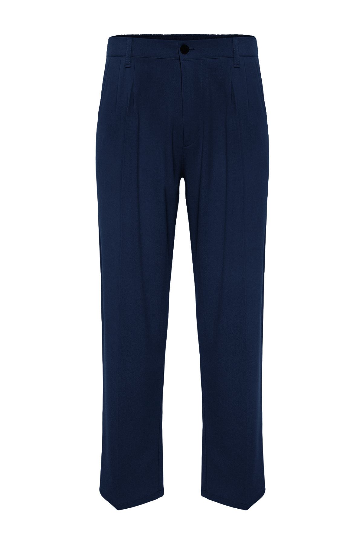 Trendyol Collection-Marineblaue, plissierte Stoffhose mit Baggy-Passform – TMNSS24PL00024 6