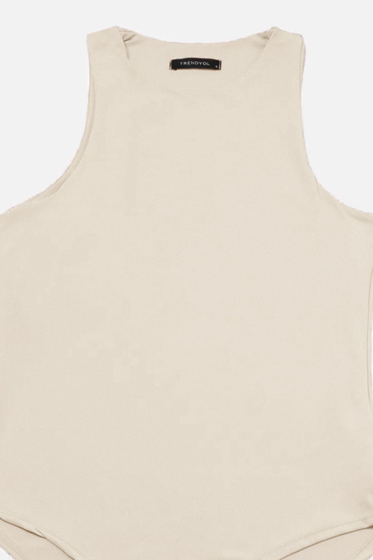 Trendyol Collection-Neckholder-Body mit flexiblem Druckknopf-Strick-Body in Stein TWOSS20BD0044 8