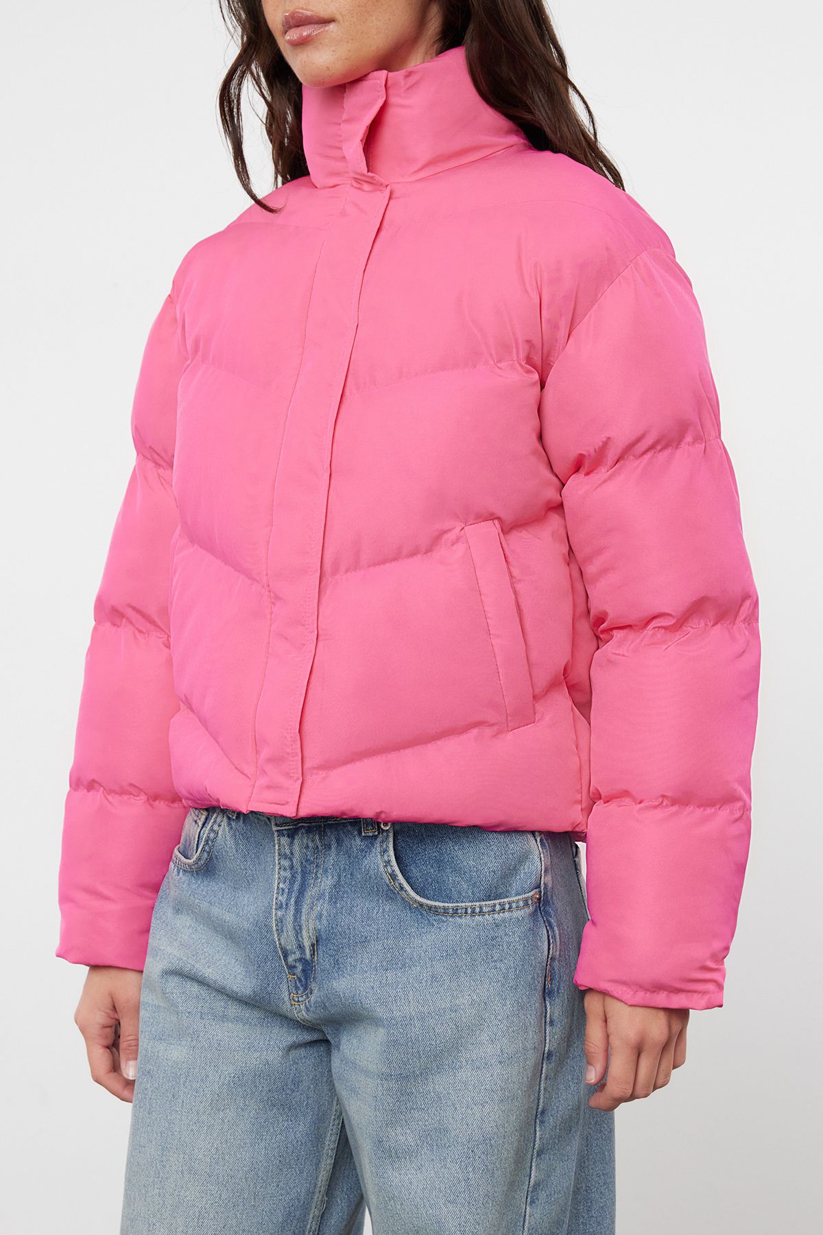 Trendyol Collection-Fuchsia Regular Fit Water Repellent Inflatable Coat Twoaw24Mo00048 4