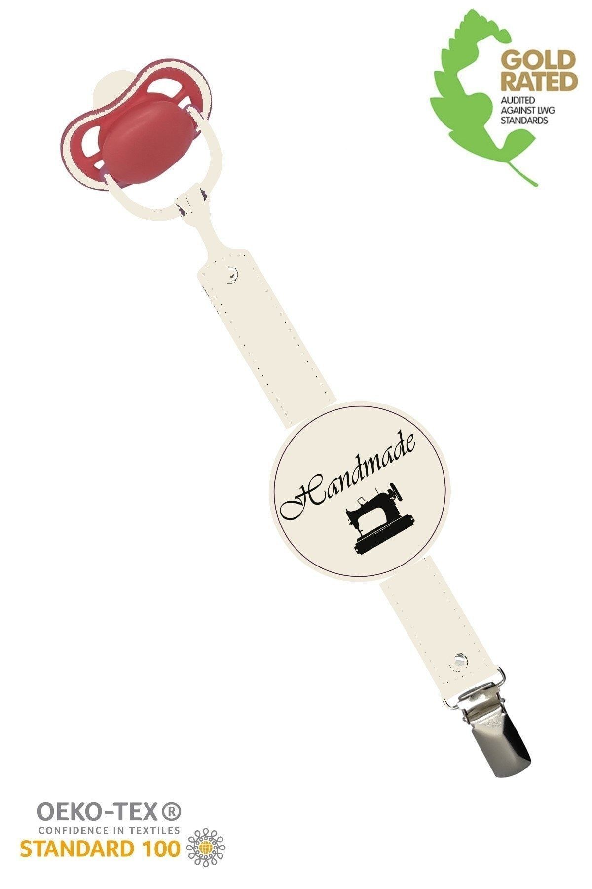 MODAPATİK-Genuine Leather Pacifier Strap Yellow Carrot 3