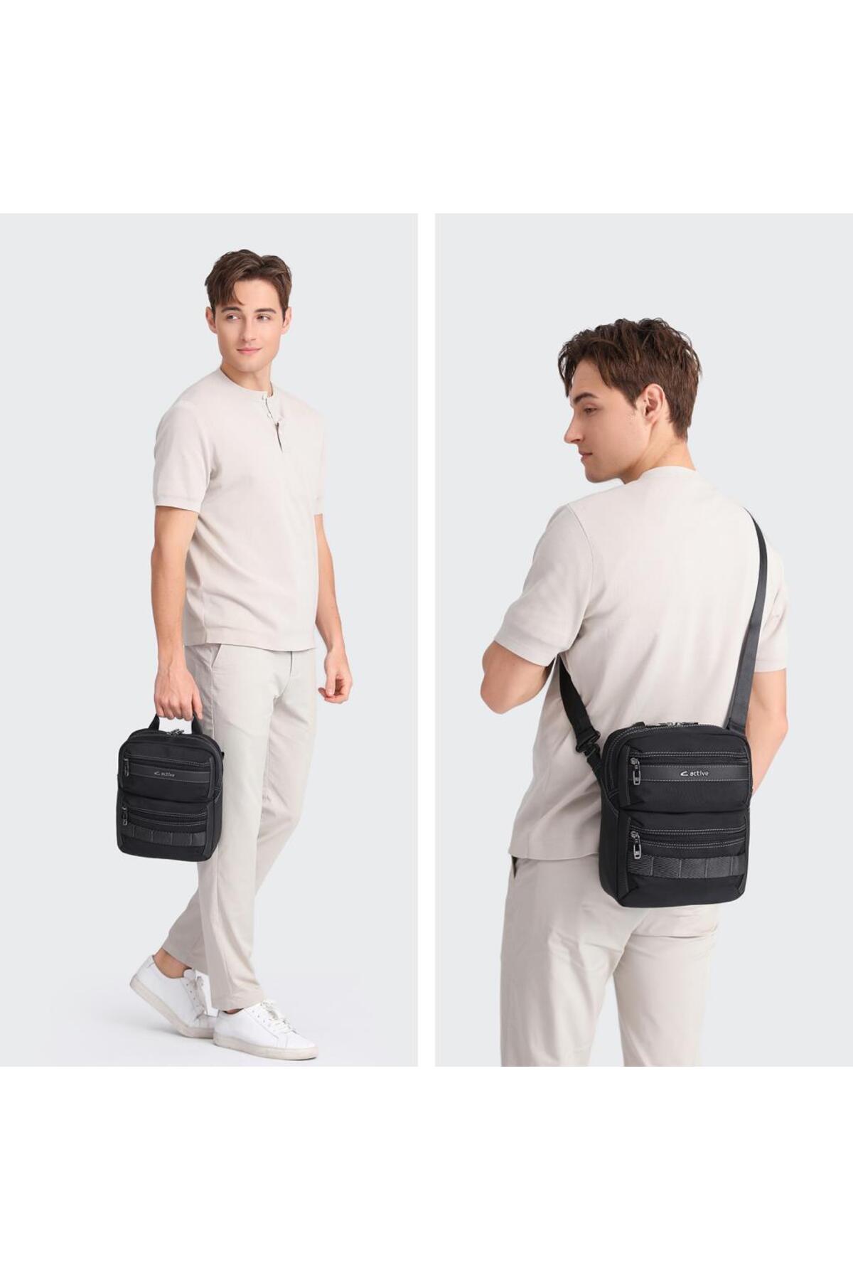 C-active  Orta Boy Erkek Postacı Omuz Çantası Oxford Kumaş 8737 - Görsel 4