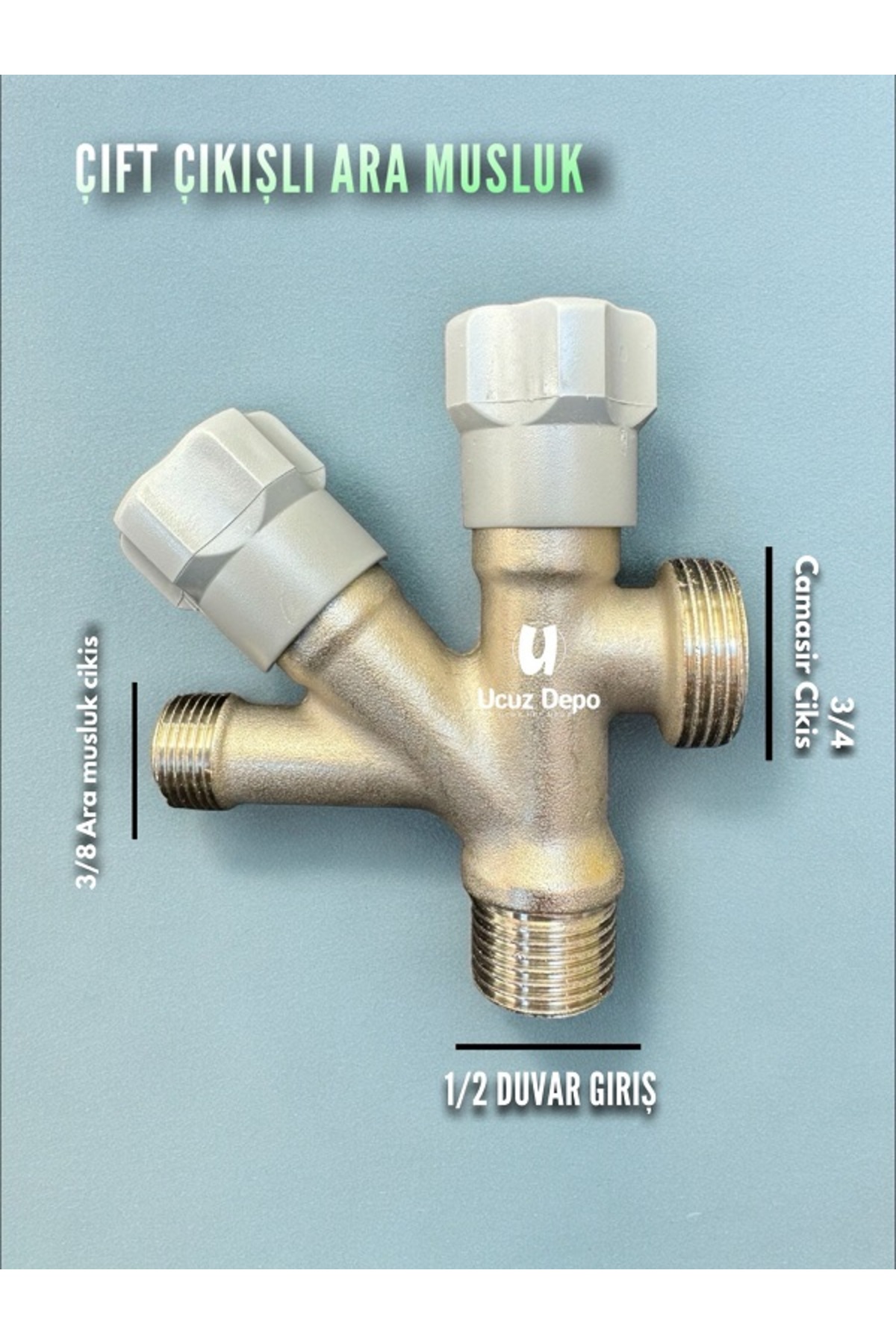 Ucuz Depo Çift Çatallı Çamaşır Makinası Musluğu Ve Ara Taharet Musluğu Çıkışlı