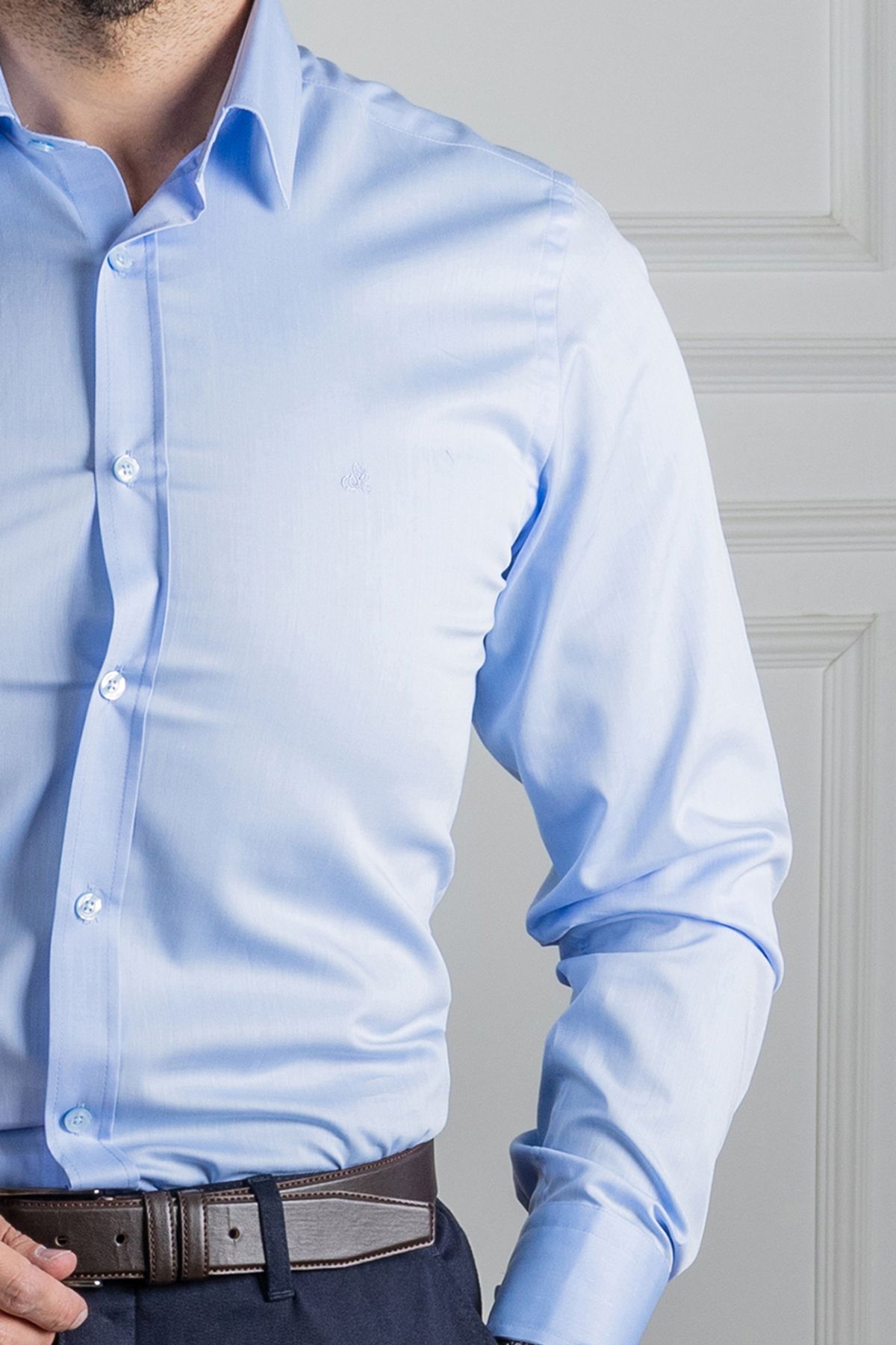 Sarar-Cămașă Sarar Sosa Non Iron Slim Fit Albastru închis - Nu este nevoie de călcat 4