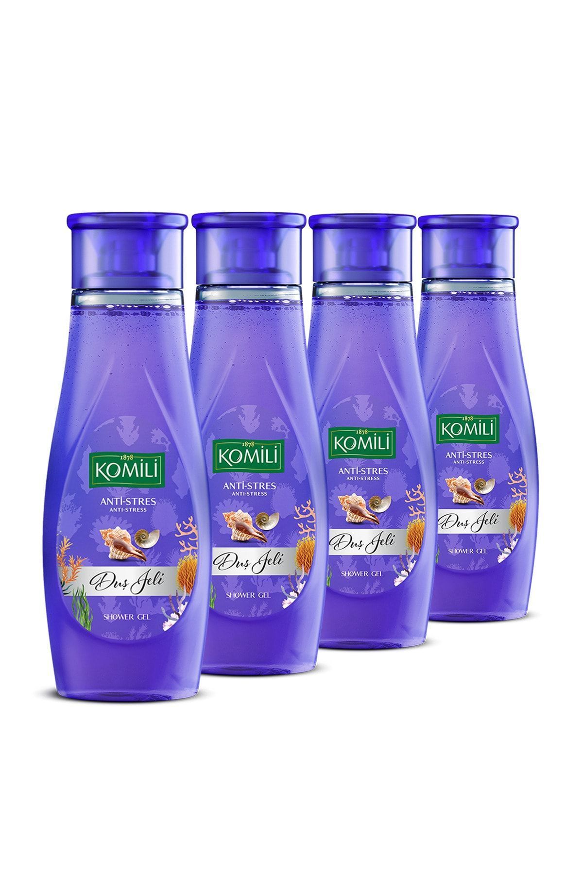 ست 4 تایی ژل دوش گیاهی ضد استرس - عطر عجیب - 4 x 500 میلی لیتر Komili