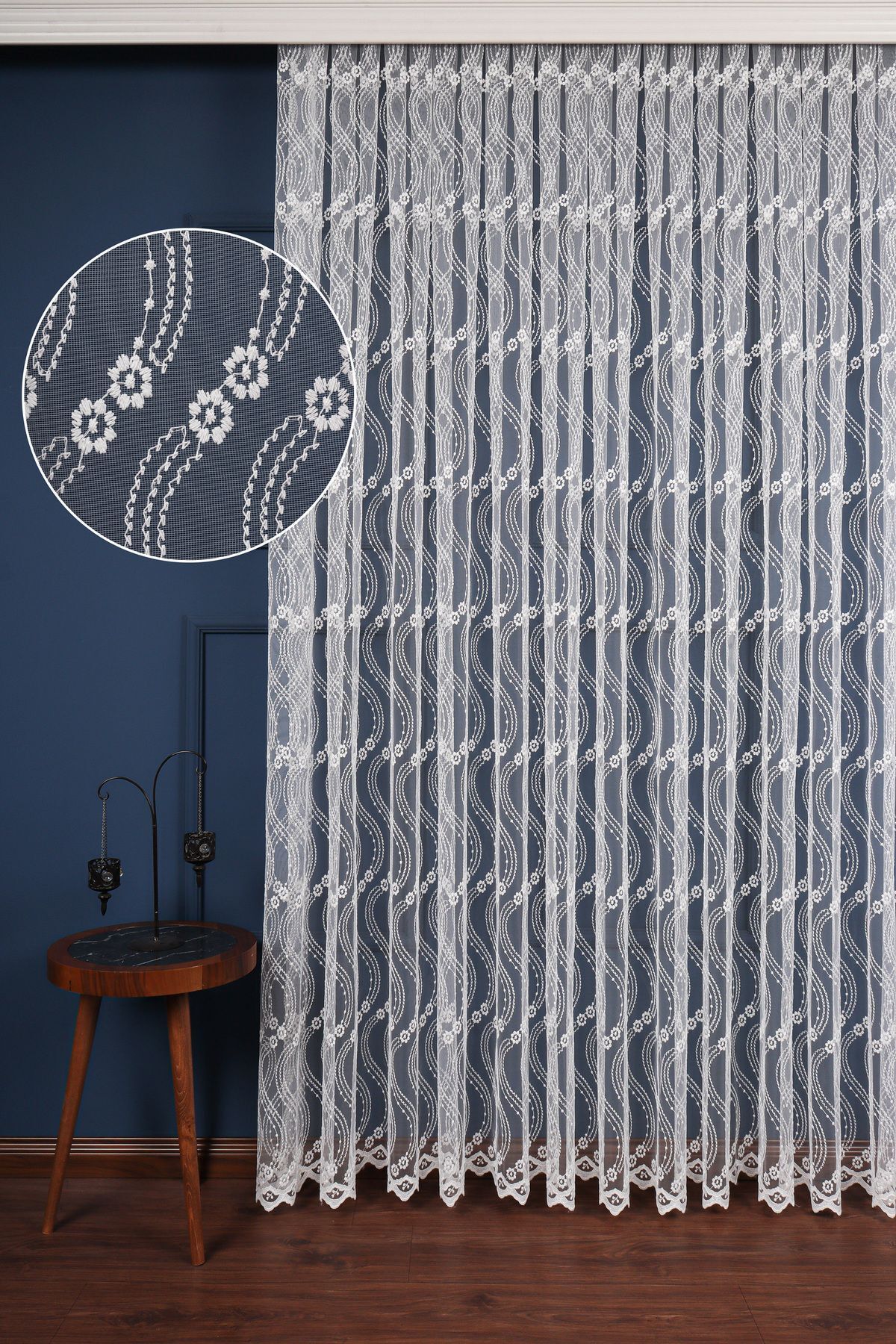 Perdelit-Es Pattern Embroidery Embroidered Tulle Curtain (1/2.5 Normal Pleat) 1