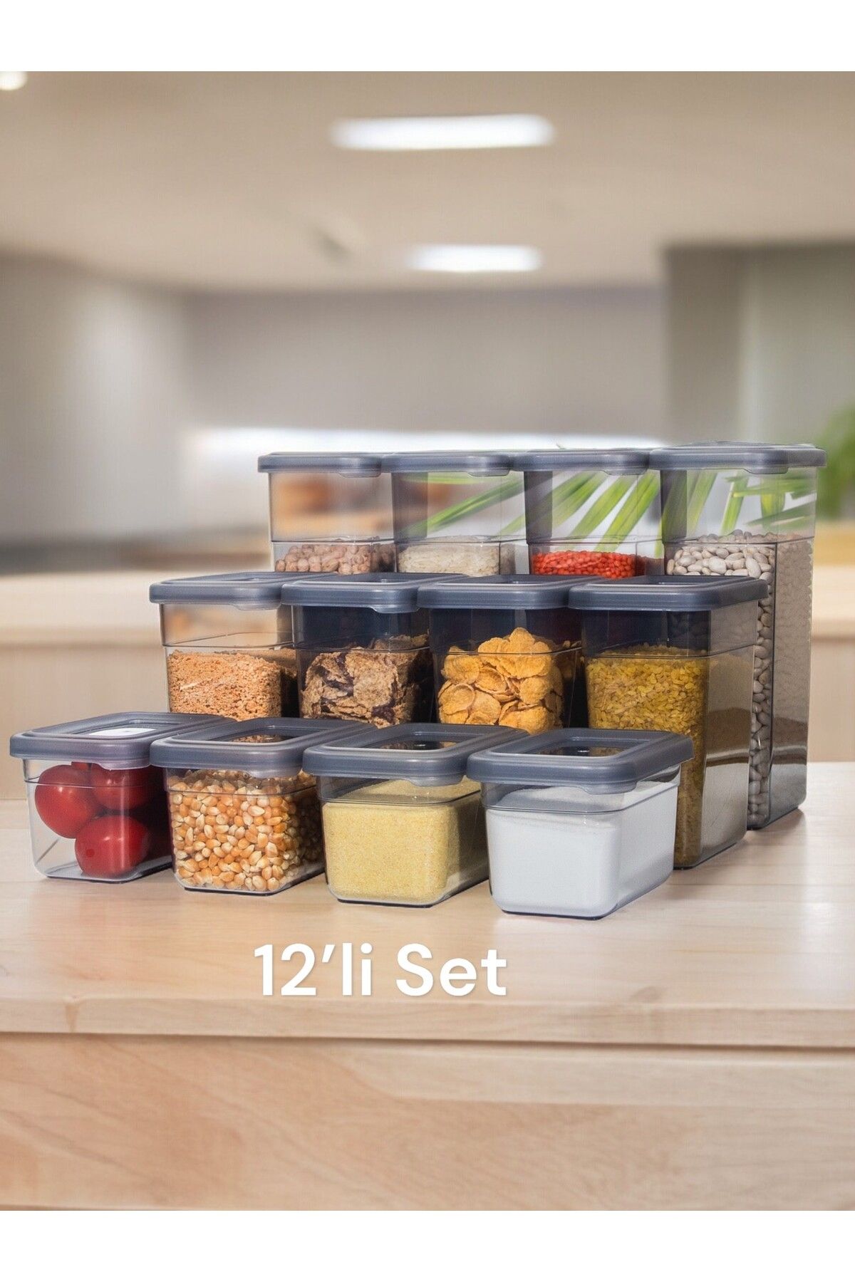 Nesto Home-12-Piece Food and Pulses Storage Set - Refrigerator and Freezer Organizer, 4x1580 4x1100 4X580 ML 2