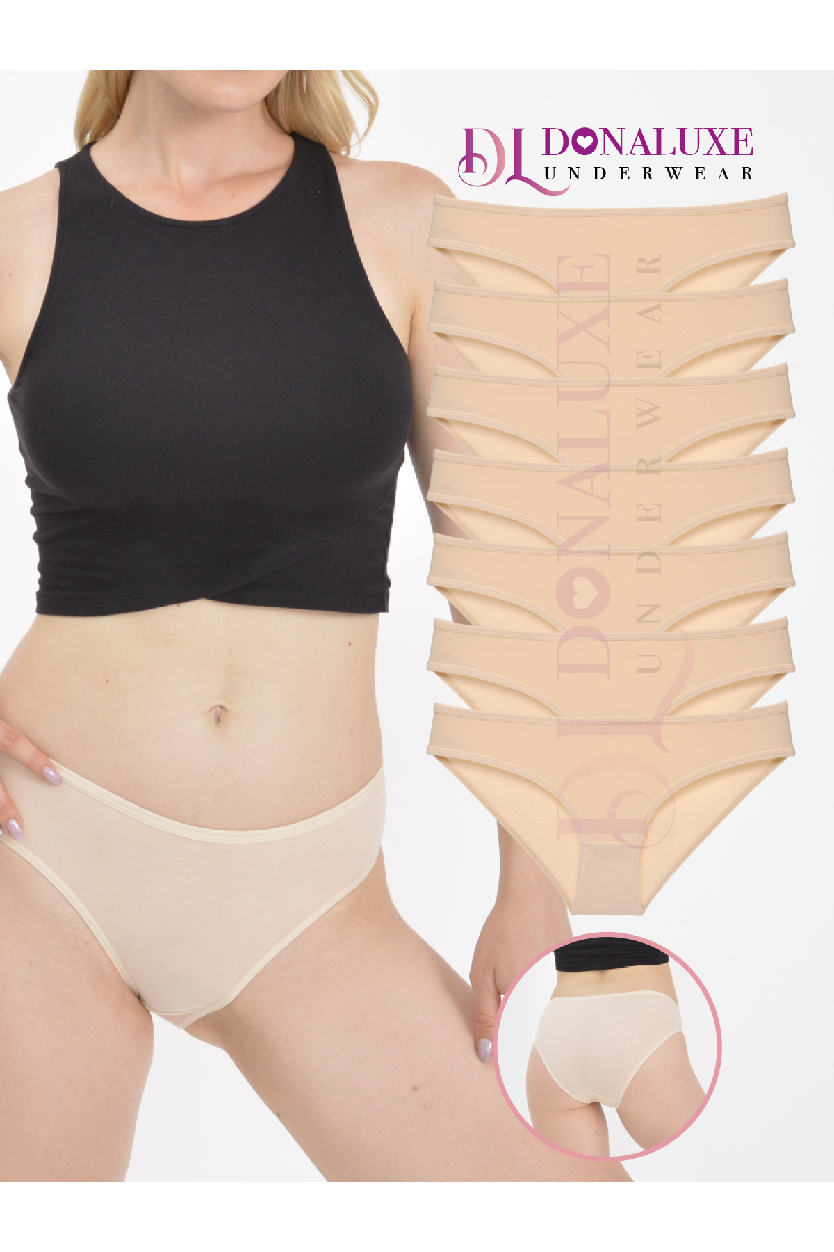 Women's Slip Panties, Skin Color Bikini Panties, Cotton Soft Fabric 7-Pack Bikini Panties