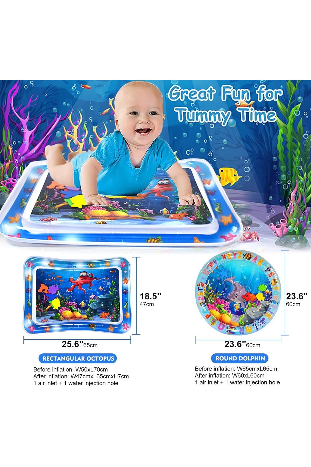 Yellowtech Oval Bebek Oyuncak Hediye Aktivite Oyun Mat Şişme Duyusal Oyun Su Matı 60cm fotoğrafı 4 (önizleme)