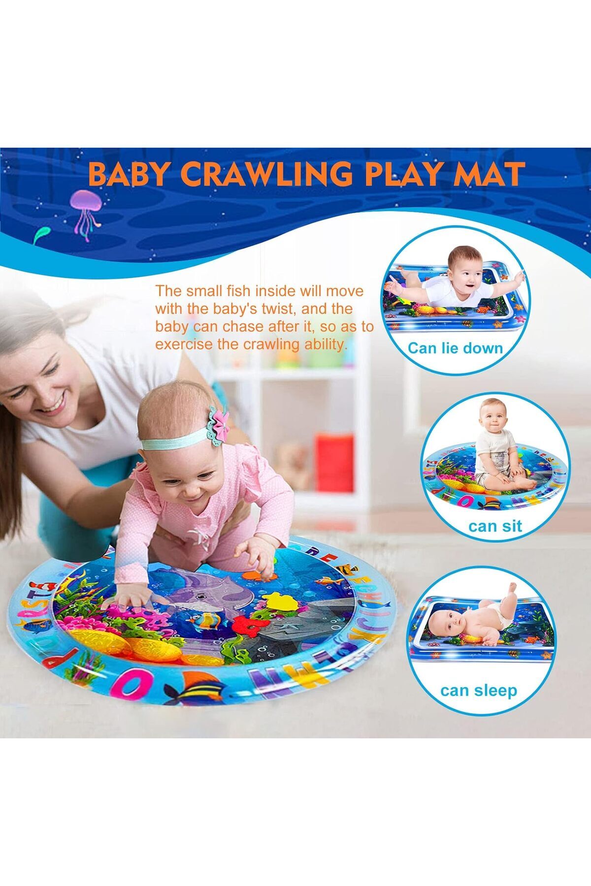 Yellowtech Oval Bebek Oyuncak Hediye Aktivite Oyun Mat Şişme Duyusal Oyun Su Matı 60cm fotoğrafı 3 (önizleme)