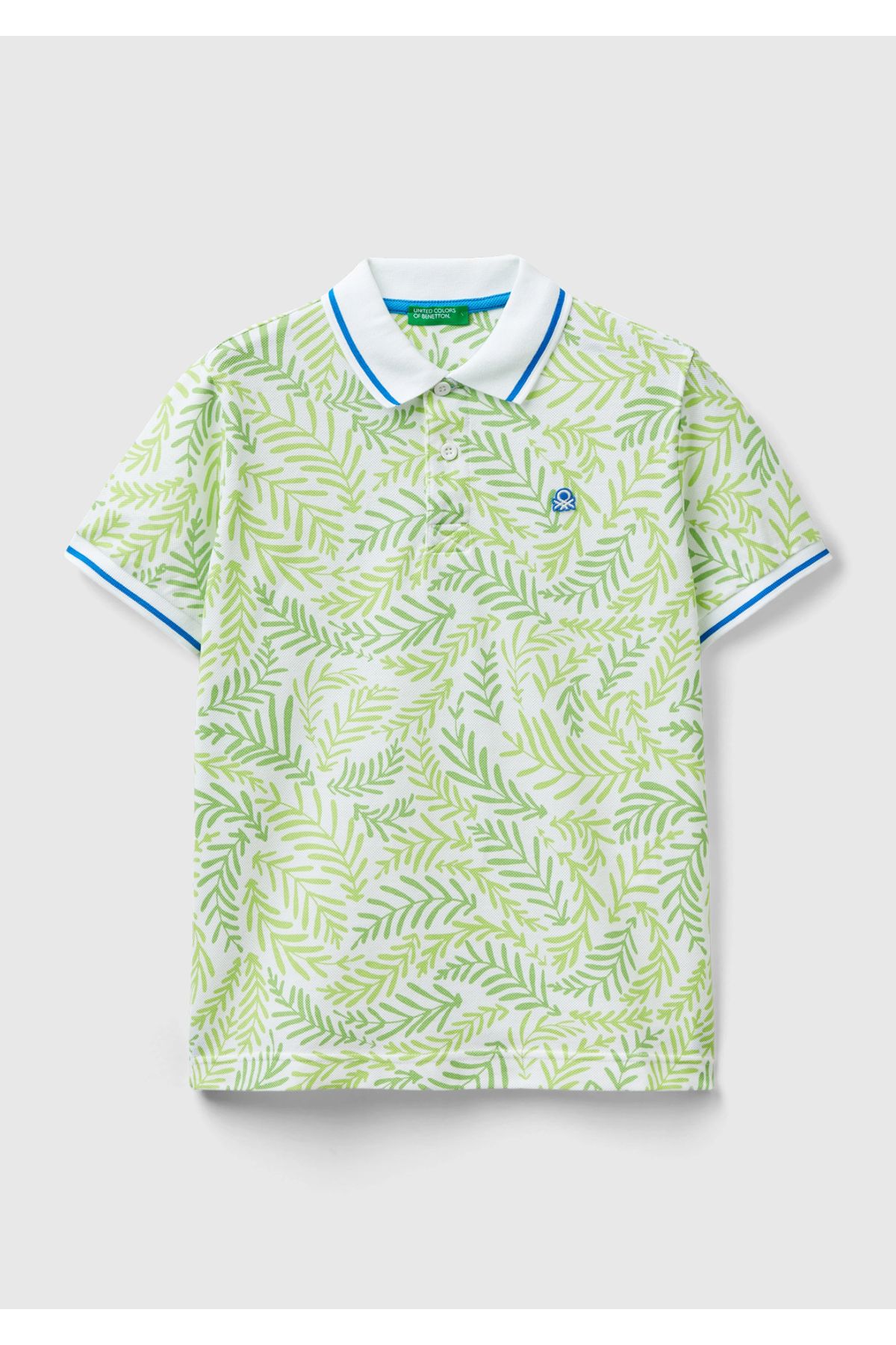 Футболка-поло с рисунком United Colors of Benetton Boy Green Mix, напечатанная на левой груди 224P361YC301H